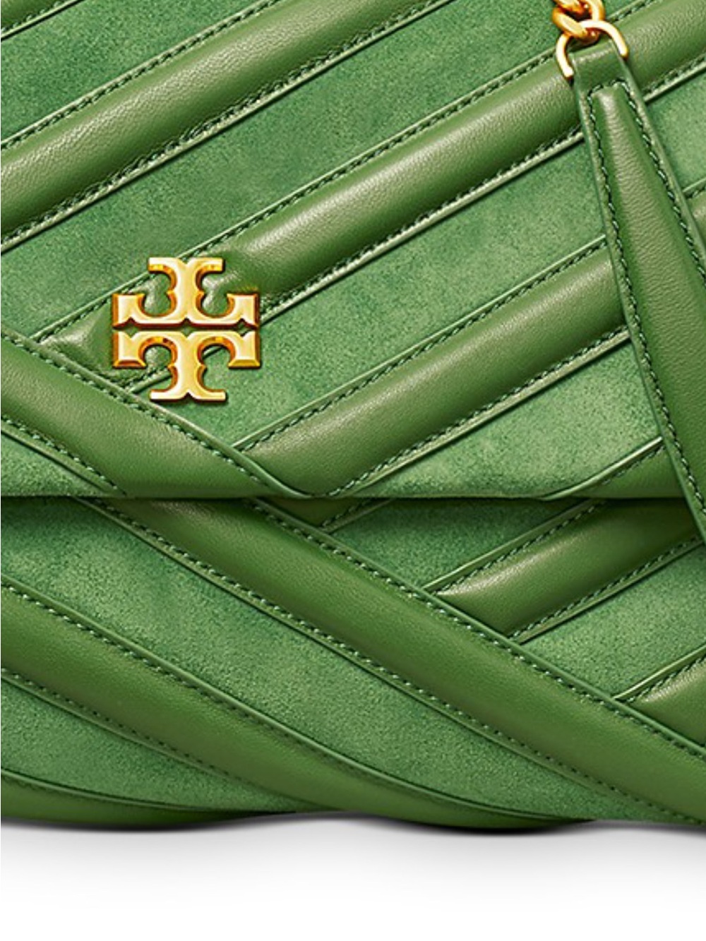 Tory Burch Green Chevron Bombé Convertible Shoulder Bag/leather and suede - Picture 5 of 17